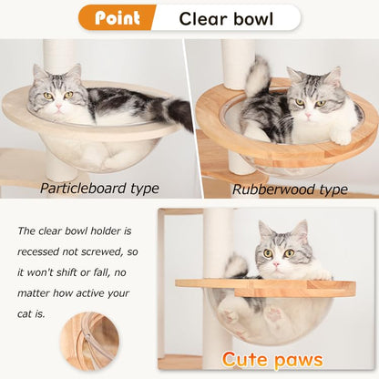 Modern Cat Tree for Large Cat, 57-Inch Tall Cat Tower with Scratching Post for Indoor Cats, Multi-Level Cat Condo with Hand-Woven Cat Bed and Acrylic Bowl Easy to Clean (Y909) - color: Brown Y909