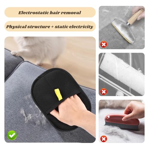 Kakalote 2pcs Pet Grooming Gloves, Pet Hair Remover Tool Cat & Dog Grooming Gloves for Shedding, Washing, Deshedding(Black)