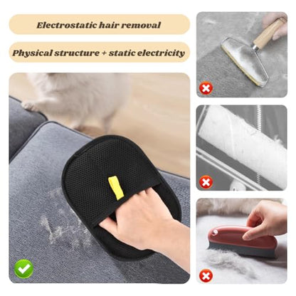 Kakalote 2pcs Pet Grooming Gloves, Pet Hair Remover Tool Cat & Dog Grooming Gloves for Shedding, Washing, Deshedding(Black)