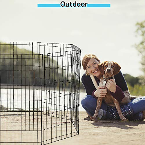 Dkeli Pet Playpen, 8 Panel Metal Portable Foldable Indoor Outdoor Cat Puppy Exercise Pen Folding Animal Wire Yard Dog Fence Crate Kennel for Small Medium Large Dog - size: 36"x8 Panels