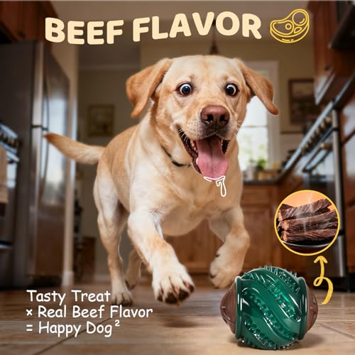 Interactive Dog Toys with Built-in Treats: Rolling Lick Ball for Dogs, Beef Flavor Enrichment Dog Treat Toy to Keep Them Busy, Mental Stimulation Toys for Small Medium Large Breed, Indoor Outdoor Use
