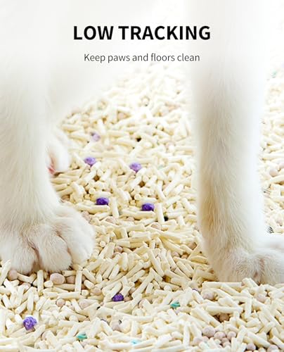PETKIT Upgraded Clump+ Tofu Mixed Cat Litter, Water Flushable,Ultra Absorbent and Fast Drying, 100% Natural Ingredients Clumping Litter, Dust-Free Low Tracking Bentonite Litter (5.2lb×6bags) - size: 5.29lb×6bags