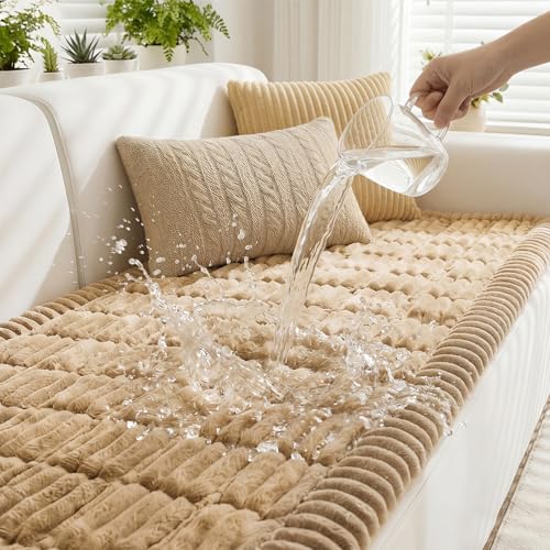 Fixwal Waterproof Dog Couch Cover, Washable Non-Slip Pet Couch Covers for Sofa, Leak-Proof Sofa Protector for Dogs, Pet Friendly Thick Soft Fuzzy Furniture Cover (Coffee, 27.6" x 59.1") - color: Coffee, size: 27.6" x 59"