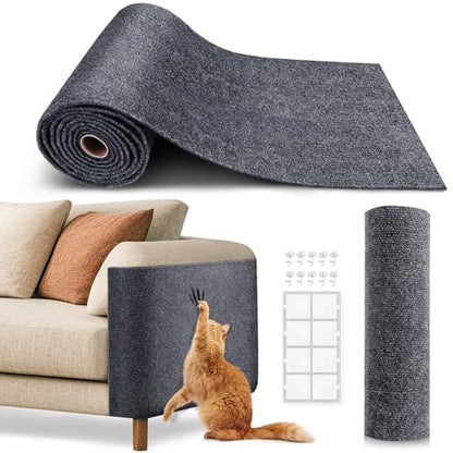 Cat Scratch Furniture Protector, Trimmable Self-Adhesive Carpet, DIY Climb Cat Scratcher Mat for Covering Cat Tower and Couch Protector from Cat Claws (78.7x15.8in Dark Gray) - color: Dark Gray