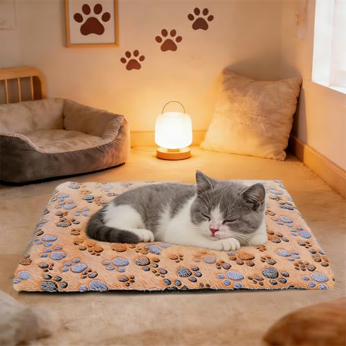 Self Warming Cat Bed, 20×16 inch Self Heating Cat Dog Mat, Non-Electric Warm Thermal Pet Pad for Indoor Outdoor Pets, Non-Slip Bottom, Washable (Coffee) - size: Small