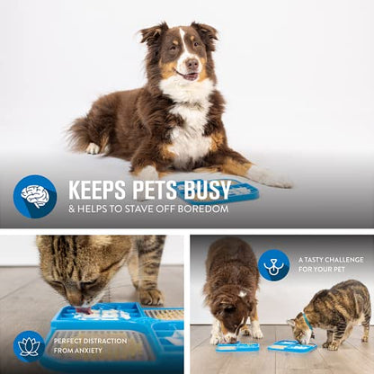 Hyper Pet IQ Treat Lick Mat for Dogs & Cats | Dog & Cat Slow Feeder & Enrichment Toy | Made in USA - color: Blue/Grey, size: Medium