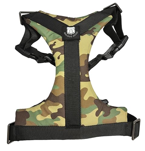 No-Pull Harness for English & French Bulldogs - Adjustable Wide-Chest Fit, Reflective Vest with Control Handle (K9 Khaki Camo, Large) - color: K9 Khaki Camo, size: Large