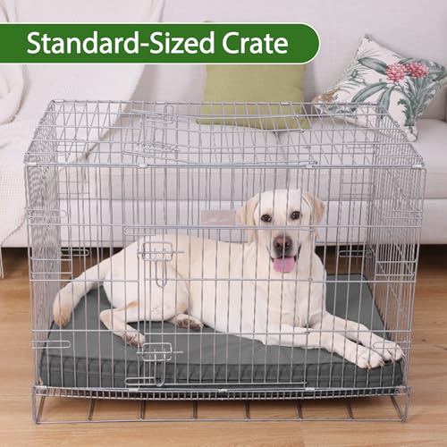 Vonabem Outdoor Waterproof Dog Bed Washable, Jumbo Large Crate Pad 54 inch, XXXL Wipeable Leather Pet Beds with Removable Cover Reversible, Foam Anti-Slip Kennel Pads 53"x36" Grey - color: Grey, size: XXXL(53x36x4)