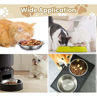 6 Pack Stainless Steel Cat Bowls, 7 inch Wide Metal Cat Bowl for Food and Water, Whisker Fatigue Friendly Shallow Cats Dishes for Indoor Kitten Puppy Dog