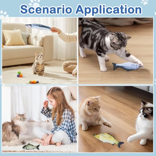 Cat Toys Cat Toy Interactive Fish for Indoor Cats & Kittens, 6 Pack Plush Fishs for Chewing, Soft Fish Play for Cats, No Catnip, Non-Irritating Pet Gift