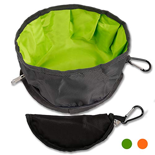 2 Pcs Collapsible Dog Bowls for Travel, Foldable, Portable and Light for Food and Water - (Green+Orange)