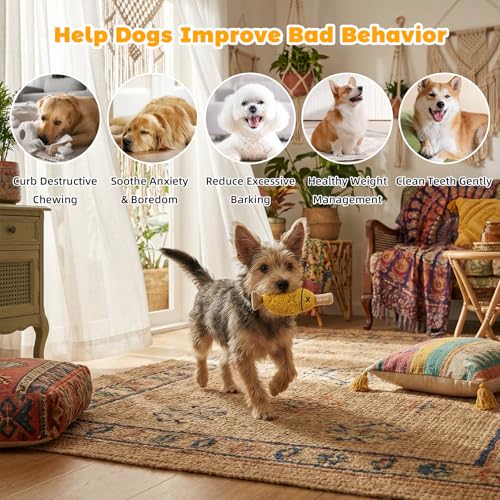 Grilled Fish Skewer Hide & Seek Plush Toy for Small Dogs & Puppies: Treat Dispensing Pocket, Squeaker and Crinkle Sounds, Tear-Resistant Chew for Aggressive Chewers - color: Yellow - Fish Skewer