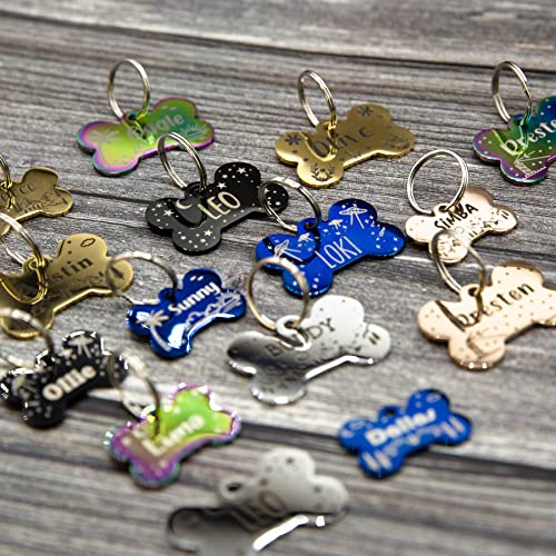 Personalized Dog Tag with 5 Lines of Custom Deep Engraved Durable Stainless Steel Pet ID Name Tag Designer Small Size Bone - size: Small, style: Bone