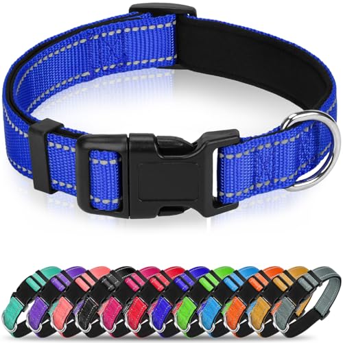 Soft Reflective Dog Collar for Extra Small Dogs, Lightweight Adjustable Puppy Collar with Neoprene Padding, Gentle Nylon for Chihuahua Yorkie,Navy Blue,XS - color: Royal Blue, size: XS: 5/8"x (8"-11.5")