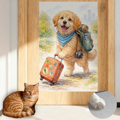 Cat Scratching Mat 15.3x23.6 Inches Polyester Synthetic Fiber, Travel Puppy Print, wall cat Scratcher, Scratch pad, Home Decor, Entryway, Pet Room (2pcs) - color: LU15985-2pcs