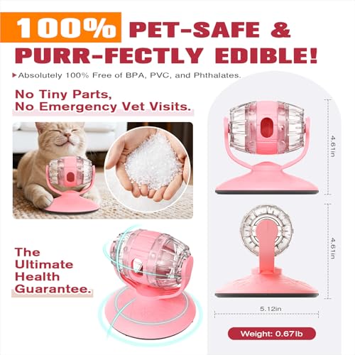 Rotating Interactive Cat Treat Dispenser Toy - Slow Feeder Puzzle for Indoor Cats-Pink - color: Pink