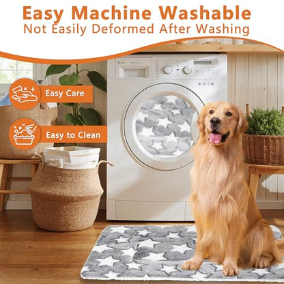 Dog Bed Mat,Soft Dog Kennel Pad with Cute Pattern,Multi-Size Durable & Machine Washable,Pet Pad for Dogs & Cats (Gray Star, XX-Large) - color: Gray Star, size: 39.4''L×27.6''W×1.4''Th