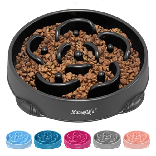 MateeyLife Large Slow Feeder Dog Bowls, Anti-Choking Puzzle Dog Food Bowls, Anti-Slip Interactive Feeding Slow Down Eating, Bloat Stop Maze Dishes for Large Breeds 4 Cups Black - color: H-Black, size: Large