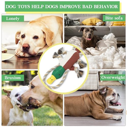 Letsmeet Lesmeet Upgraded Duck Dog Toys Puppy Toys with Crinkle Paper and Squeaker, Interactive Tug of War Dog Toy for Small, Medium, and Large Breeds - color: Brown