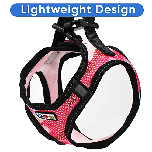 Pawtitas Dog Vest Harness Made with Breathable Air Mesh | All Weather Vest Harness for Extra Extra Small Puppies and Cats with Quick-Release Buckle - Extra Extra Small Pink Camo Mesh Dog Harness - color: Pink Camouflage, size: 2 Extra Small