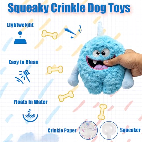 Plush Squeaky Dog Toy, Crinkle Stuffed Dog Toy Keep Them Busy Tug of War Birthday Dog Chew Toy for Small Medium Large Dogs (Light Blue) - color: Light Blue