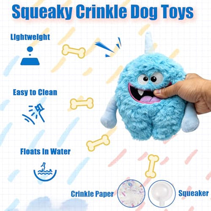 Plush Squeaky Dog Toy, Crinkle Stuffed Dog Toy Keep Them Busy Tug of War Birthday Dog Chew Toy for Small Medium Large Dogs (Light Blue) - color: Light Blue