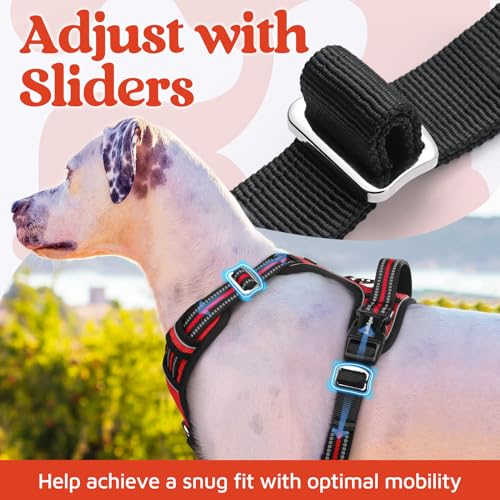 rabbitgoo Dog Harness Small Sized, No Pull Dog Vest with 3 Buckles, Adjustable Soft Padded Pet Harness with Easy Control Handle and Reflective Strips, Red, S - color: Red, size: Small
