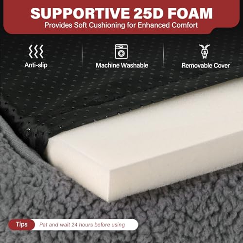 Mora Pets Self Warming Cat Bed Self Heating Pet Pad with Bolster and Foam Washable Removable Cover Non Slip Thermal Sherpa Fabric Pet Mat Grey 20 Inch - size: 20"L x 17"W x 3"Th