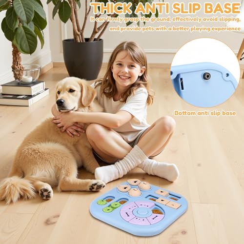 Interactive Dog Puzzle Toys Interactive Treat Dispensing Slow Feeder for Training and Mental Stimulating Dog Enrichment Toys, Dogs Puzzles for Smart Dogs Puppy Cats Pet(Blue) - color: blue