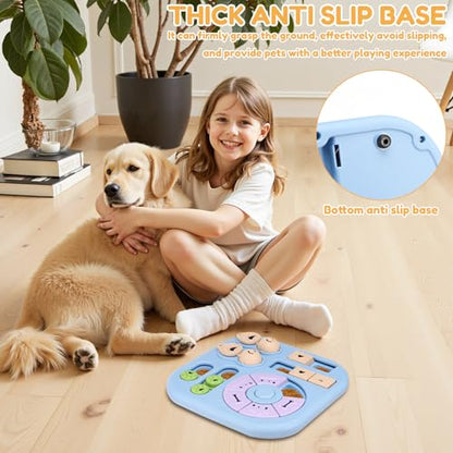 Interactive Dog Puzzle Toys Interactive Treat Dispensing Slow Feeder for Training and Mental Stimulating Dog Enrichment Toys, Dogs Puzzles for Smart Dogs Puppy Cats Pet(Blue) - color: blue