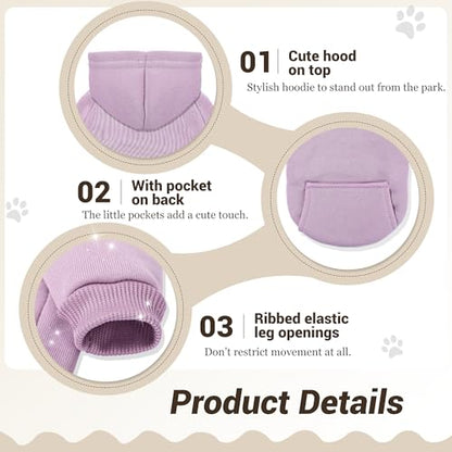 Pet Hoodie Dog Sweater for Small Dogs Girl Boy, Winter Puppy Sweatshirts with Pockets Hood, Warm Fleece Lined Dog Clothes Chihuahua Coat Clothing Puppy Cat Custume, X-Small - color: Lavender+Cadet Blue, size: X-Small
