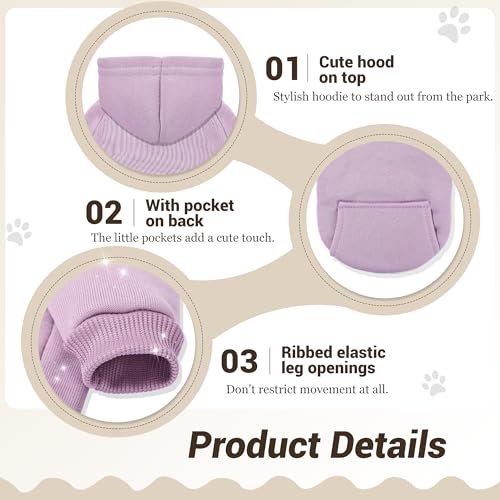 Pet Hoodie Dog Sweater for Small Dogs Girl Boy, Winter Puppy Sweatshirts with Pockets Hood, Warm Fleece Lined Dog Clothes Chihuahua Coat Clothing Puppy Cat Custume, Medium - color: Lavender+Cadet Blue, size: Medium