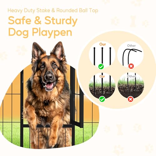 Dog Playpen 24 Inch 8 Panels, Heavy Duty Metal Pet Playpen Indoor Outdoor for Camping, Yard, RV, Garden Fence, Privacy Patio, Black