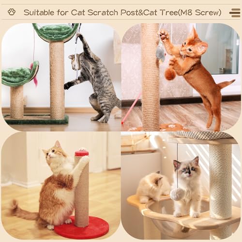 2 Root Cat Scratching Post Replacement 17.72x3.54 Cat Tree Scratch Post Replacement Natural Sisal Pole Cat Scratch Post Refill Pole Part with M8 Screws for Kitten Tree Tower Cat Furniture Accessories - color: 45cm/17.72in
