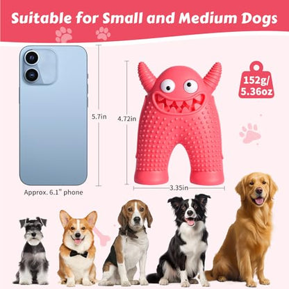 Dog Chew Toys Floating Squeaky Toy for Puppy Toothbrush Teething Cleaning Toys Outdoor Swimming Interactive Tough Toys for Small and Medium Dogs - color: Monster-red