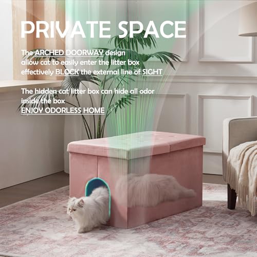 Cat Litter Box Enclosure Furniture Hidden Extra Large, Lift Design Lid Velvet Cat Washroom Bench Storage Cabinet | 35.4x19.7x19.7 in | Dog Proof|Urine Proof Inside|Quick Assembly| Easy Clean - color: Black, size: XL 35.4'' x W19.7'' x H19.7''