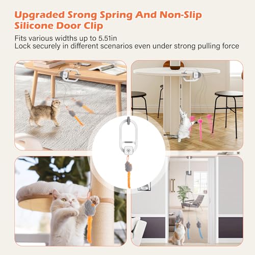 Interactive Cat Toy, Rechargeable Electric Cat Teaser, Hanging Door cat Toy, 2 Motion Modes (360° Spin & Irregular Jumping), Smart Auto Cat Toy for Exercise & Fun, Grey - color: Grey