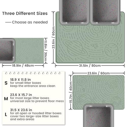 OHMO Cat Litter Mat Large Litter Box Mat, 31.5x23.6 Sage Green, Premium BPA-Free Silicone Rubber Kitty Litter Mat for Litter Box, High Edge Scatter Control Non-Slip Waterproof Litter Trapping Mat - color: Sage Green, size: 31.5"L x 23.6"W