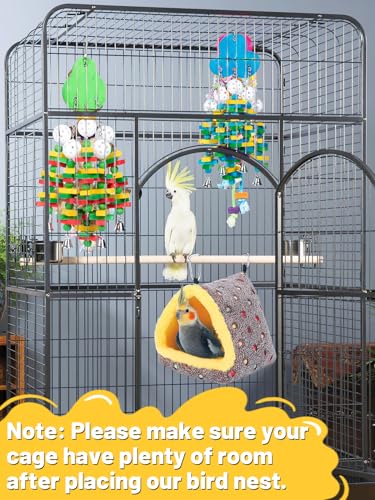 Medium Winter Warm Bird Nest for Cage - Comfortable Bird Bed with Support Board, Hanging Hammock Shed Hideaway Hut Gift for Cockatiel Monk Parrots Sun Conure - size: Medium
