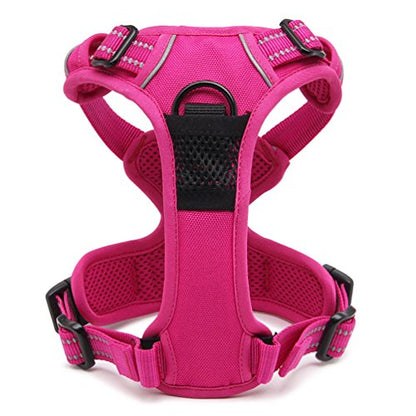 SGODA Dog Harness Nylon with Reflective Dog Vest, Medium, Pink - color: Fuchsia, size: Medium Chest 22-27"