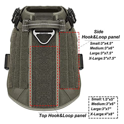 ICEFANG Tactical Dog Harness, Medium Size,2X Metal Buckle,Working Dog MOLLE Vest with Handle,No Pulling Front Leash Clip,Hook and Loop Panel (Green,M (Pack of 1)) - color: Green, size: Medium (Pack of 1)