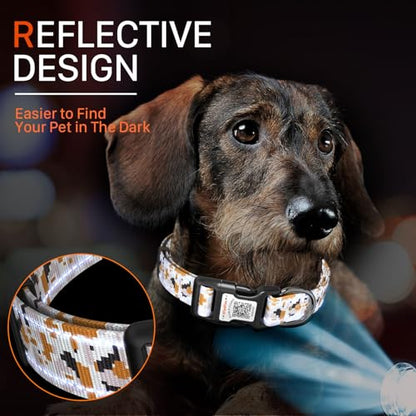 Reflective Dog Collar, Personalized Dog Collars with QR Code Buckle, Soft Nylon Pet Collar Adjustable for Small Dogs, Camo Gray S - color: Camo Gray, size: Small