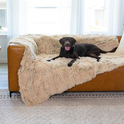 Best Friends by Sheri Calming Shag Cat and Dog Blanket with Non-Skid, Water Resistant Base, Machine Washable, Taupe, 60" x 80" - color: Taupe, size: 60" x 80"