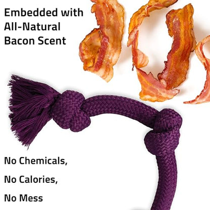 Playology Dog Toys | Dri-Tech Rope Tug of War Dog Toy for Tough Chewers | Bacon Scented Jumbo Tug Rope Toys for Large Dogs - size: Jumbo, style: Bacon