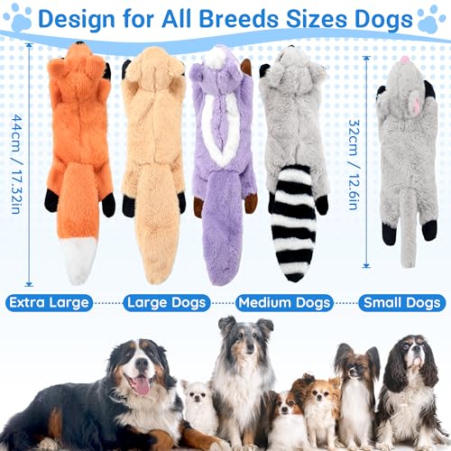 LECHONG 5-Pack Fluff-Free Squeaky Dog Toys - Crinkle No-Stuffing Body & Lightly Filled Head with Treat Hiden Pocket, Dog Toys Bundle for Aggressive Chewers Small Medium Large Dogs to Keep Them Busy - style: Tough Plush Toys
