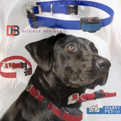 Sparky Pet Co - ECollar Replacement Strap - Double Buckle Dog Collar - Rugged Nylon - Adjustable - D Ring - Quick Release Metal Clasp - for Invisible Fence Systems - 3/4" x 24" - Black - color: Black, size: 3/4" Wide