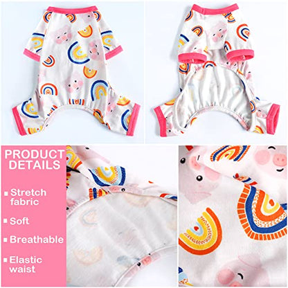 Dog Pajamas for Small Dogs, Soft Thin Pjs Jammies Cat Doggie, Summer Pet Cute Puppy Clothes Outfits Dogs Boy Girl(Rainbow Pig,XS) - color: Rainbow Pig, size: X-Small (Chest 11.8 in)