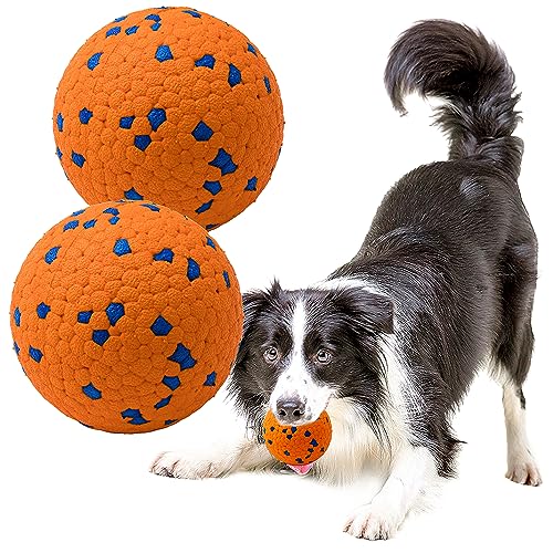 Dog Balls Toys for Aggressive Chewers, Indestructible Durable Bouncy Floating Balls for Dogs to Fetch, Durable Solid Rubber Ball for Training Dog(2 Pack) - color: Toy Ball-Orange(Pack of 2), size: Medium