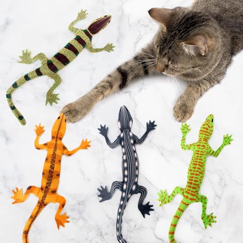 CiyvoLyeen Lizard Catnip Toys Chew Bite Resistant Toys for Indoor Cats Boredom Relief Teeth Cleaning Interactive Funny Cute Kitten Cat Lover Gifts Christmas Birthday Presents Set of 4 - style: 4 Lizards
