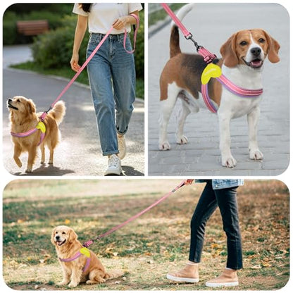 Kazazoo No Pull Small Dog Harness and Leash Set, Adjustable Puppy Soft Vest Harness with Breathable Mesh Padded, Reflective Lightweight Harness with Buckle for Small Medium Dogs, Pink M - color: Purple&Pink, size: M